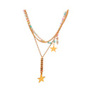 Nuevo-Collar de Acero Inoxidable Dorado con Dije Dos estrellas con una perla blanca