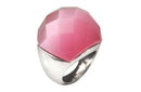 Frau Inoxidable Anillo Acero Inoxidable Ojo de Gato Facetada Rosa