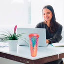 Vaso con popote con triangulos tapa de dona