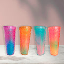 Vaso con popote con acabado formas irregulares