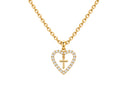 Cadena con dije con cristales Corazon con Cruz Dorada