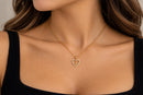 Cadena con dije con cristales Corazon con Cruz Dorada