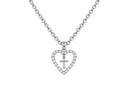 Cadena con dije con cristales Corazon con Cruz Plateada