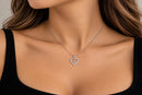 Cadena con dije con cristales Corazon con Cruz Plateada
