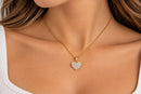 Cadena con dije con cristales Corazon con Piedras Plateado