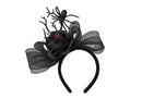 Diadema Halloween Moño Negro con Flor Roja y Araña