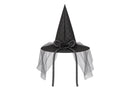 Sombrero negro con velo y moño de Bruja Halloween