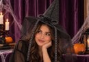 Sombrero negro con velo y moño de Bruja Halloween