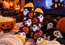Nuevo-Calcetines fuzzy halloween fantasmas morado con blanco