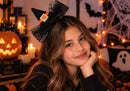 Nuevo-Diadema de halloween con mono y sombrero de bruja negro con naranja