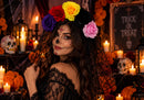 Nuevo-Diadema halloween catrina con velo (Variedad de Colores)