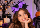 Diadema de Halloween con Moño y Flores (Variedad de Colores)