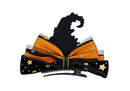 Broche Halloween Moño Naranja con Gorro de Bruja Negro
