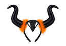 Nuevo-Diadema con cuernos negros y peluche naranja Halloween