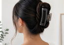 Pinza para Cabello en Forma de Rectangular Negro Traslucido 10cm