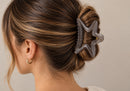 Pinza para Cabello en Forma de Estrella Beige 11cm