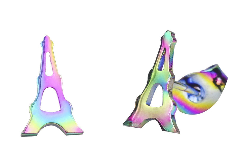 Aretes de acero inoxidable tornasol con forma de Torre Eiffel