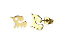 Aretes de acero inoxidable dorado con forma de elefante