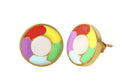 Arete Acero Inoxidable Dorado Circulo Esmaltado Multicolor