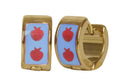 Arete Acero Inoxidable Kids Dorado Manzanas Celeste 7x14 mm