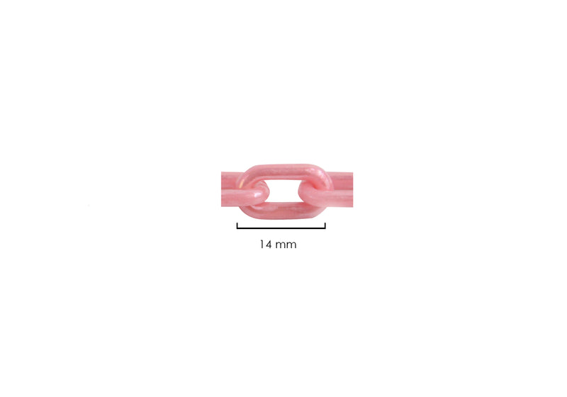 Cadena de Acrílico color rosa pastel eslabón de 8x14mm
