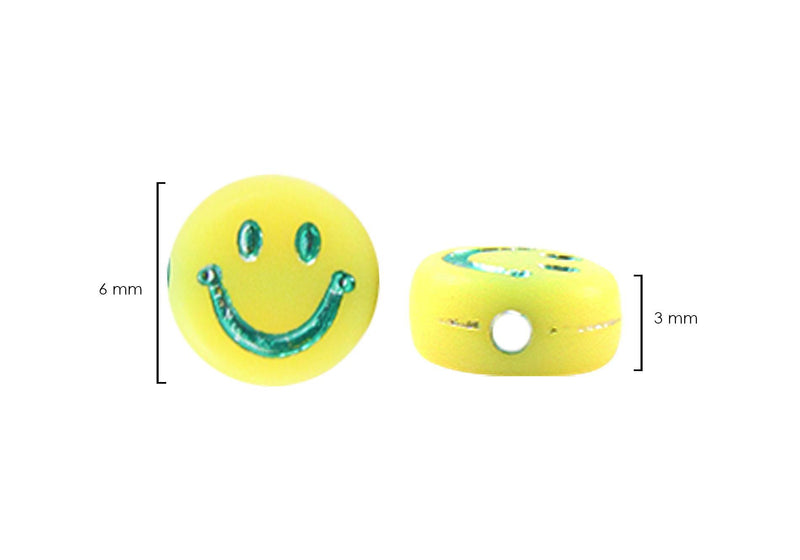 Cuenta Acrílico Luneta Amarillo Carita Feliz Emoji Multicolor 7 mm