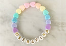 Cuenta Acrílico Corazón Multicolor Rainbow Pastel rosa pastel/lila/celeste/verde menta/blanco/amarillo pastel