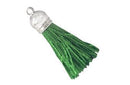 Borla de Poliester Capuchon Plateado 37 mm Verde (Liquidacion O1710)