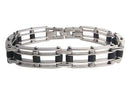 Brazalete Acero Inoxidable con Caucho Negro 089