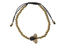 Brazalete Acero Inoxidable Dorado Ajustable con Circonia Abeja Alas Doradas 15x17 mm