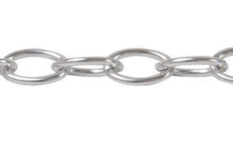 Cadena Aluminio Ovalo Plateado 10x13 mm