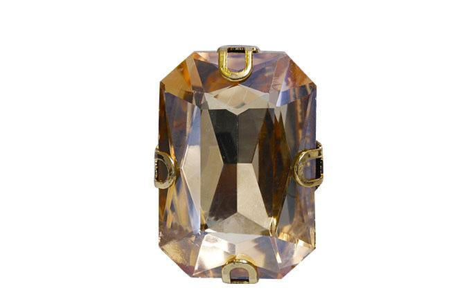 Conectores Separador Chapa de Oro Rectangulo Cristal Facetado Gold Champagne 18x28 mm