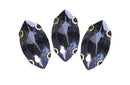 Conectores Separador Chapa de Oro Hoja Cristal Facetado Black Diamond 9x18 mm