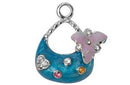 Charm Saga Plateado Bolsa Esmaltada Azul con Cristales de Colores 15x18 mm