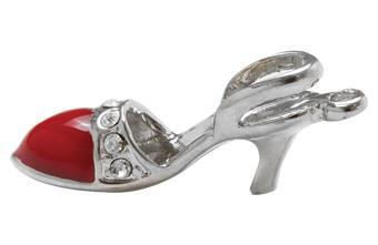 Charm Saga Plateado Zapato Esmaltado Rojo con Cristales 22x12 mm