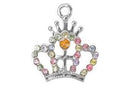 Charm Saga Plateado Corona Cristales de Colores 18x19 mm