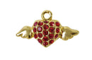 Charm Saga Dorado Corazon con Alas Cristales Rojos 11x25 mm