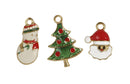 Dijes Saga Set Dorado Navidad Pino Mono de Nieve Santa Claus