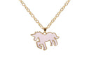 Collar Cadena Dorado Dije Unicornio Rosa Claro con Glitter 38x30 mm