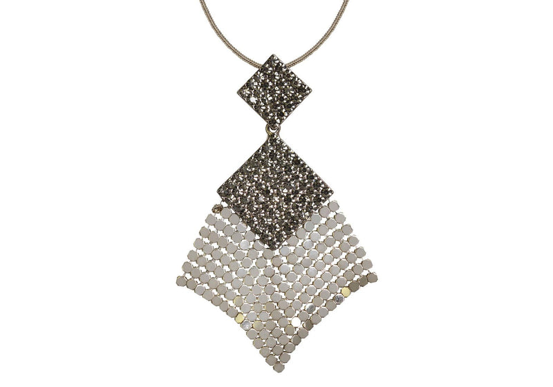 Collar con dije rombo con cristales