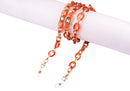 Cadena Correa Sujetador Lentes Cubrebocas Eslabones Naranja/Dorado