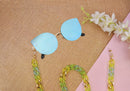 Cadena Correa Sujetador Lentes Cubrebocas Eslabones Aqua/Verde/Dorado