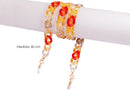 Cadena Correa Sujetador Lentes Cubrebocas Eslabones Naranja/Rojo/Dorado