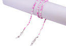 Cadena Correa Sujetador Lentes Cubrebocas Cuentas Rosa pastel/Blanco