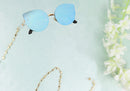 Cadena Correa Sujetador Lentes Cubrebocas Dorada con Corazones Dorados