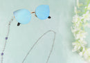 Cadena Correa Sujetador Lentes Cubrebocas Plateada con detalles azul