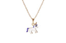 Cadena Dorado con Dije Unicornio Esmaltado Morado 16x12 mm