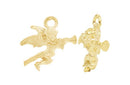 Dije Querubin Trompeta sin Argolla Chapa de Oro 14K 14 x 13 mm