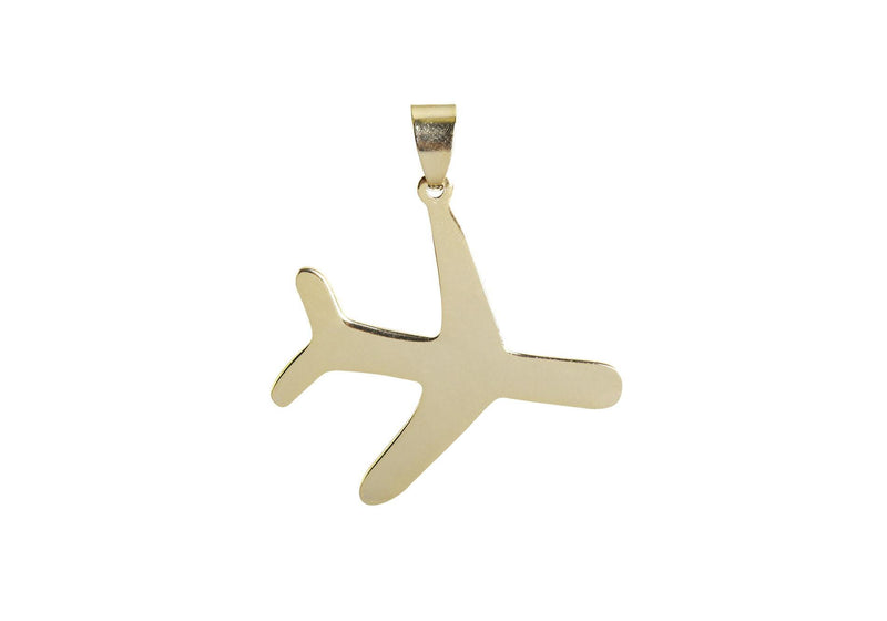 Dije Laton Chapa de Oro 14K Avion Mexico 30x28 mm