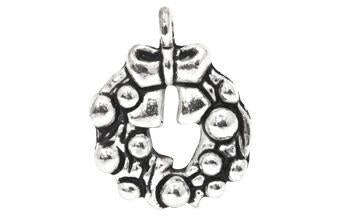 Charm Pewter Plateado Corona de Navidad 21 x 16 mm